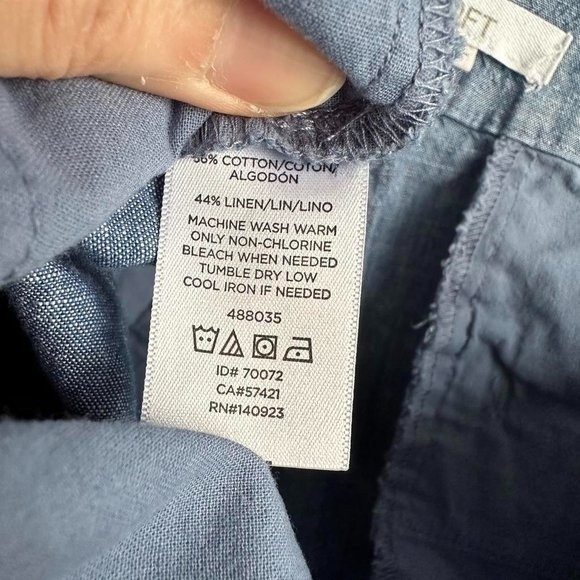 LOFT The Riviera Chambray Scalloped Ladies Linen Blend Casual Shorts, 10 - Picture 4 of 7